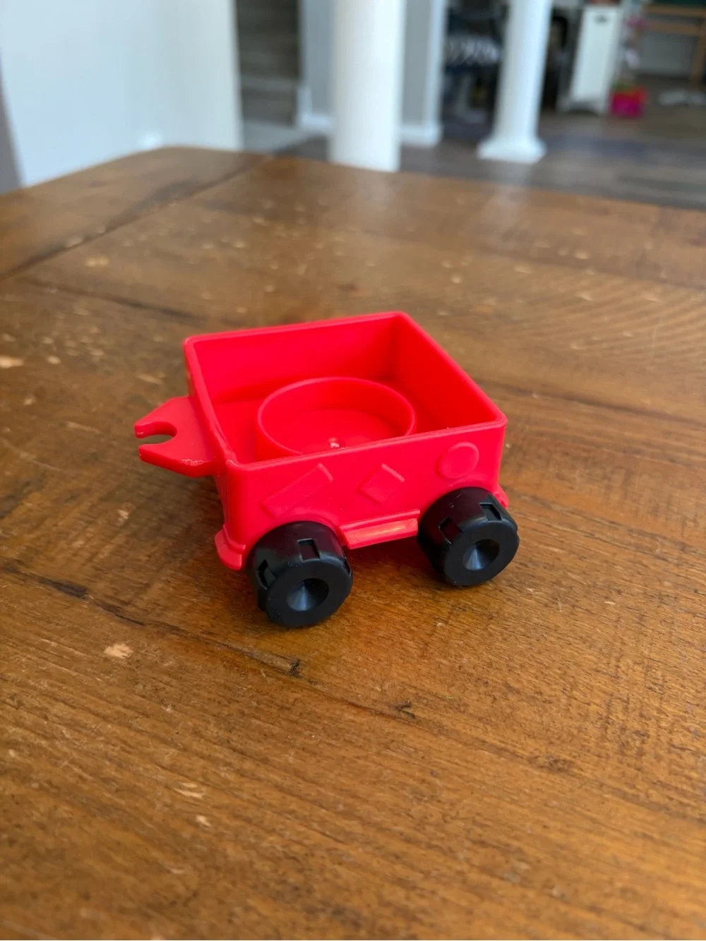 Fisher Price Little People Red Trailer Cart Wagon Part With Black Wheels as is